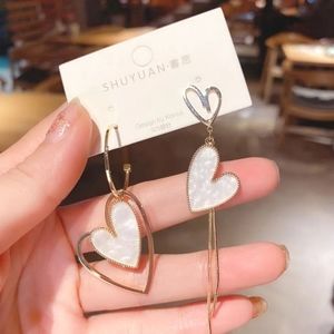 Asymmetrical heart drop dangle earrings